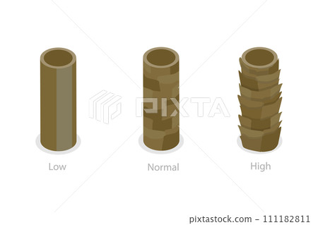 3D Isometric Flat  Conceptual Illustration of Hair Porosity, Anatomical Structure Scheme 111182811