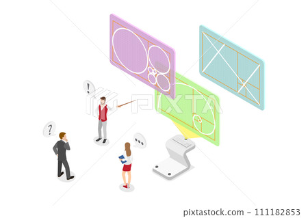 3D Isometric Flat  Conceptual Illustration of Golden Ratio, Geometry Harmony and Balance 111182853