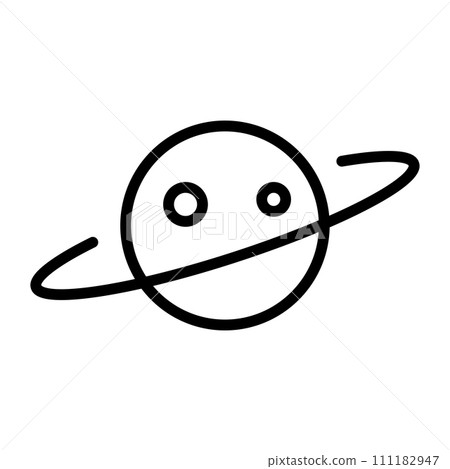 Vector black line icon solar system planet isolated on white background 111182947