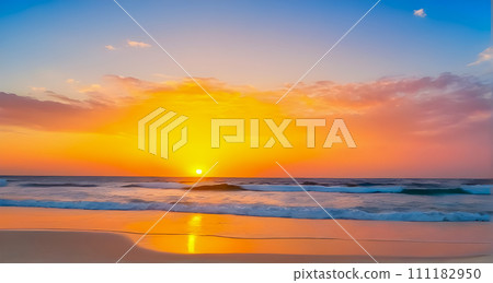 Sunrise over beach in Cancun 111182950