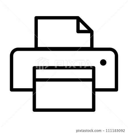 Vector black line icon office printer isolated on white background Vector black line icon office printer isolated on white background 111183092