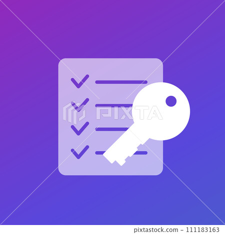 key and checklist icon for web 111183163