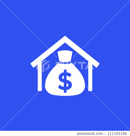 mortgage icon, house and money vector 111183186