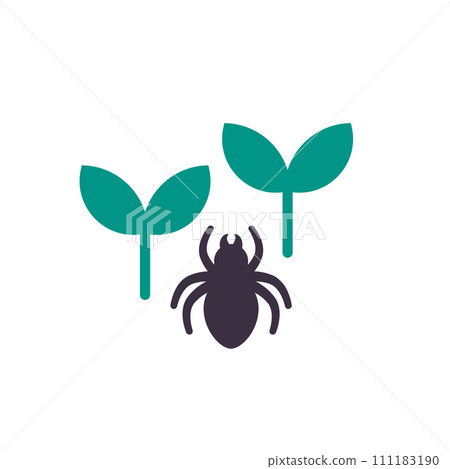pest and plant icon, flat vector 111183190