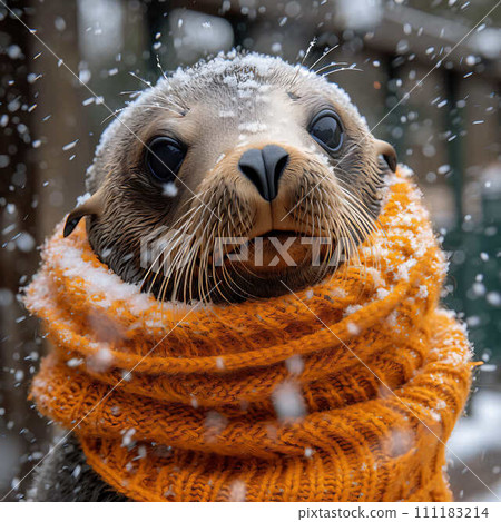 AI-generated content. Sea Lion In The Snow AI-generated content. Sea Lion In The Snow 111183214
