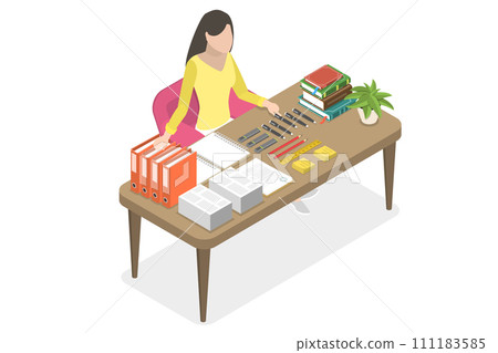 3D Isometric Flat Conceptual Illustration of Obsessive-compulsive Disorder, Perfectionism or OCD 3D Isometric Flat Conceptual Illustration of Obsessive-compulsive Disorder, Perfectionism or OCD 111183585