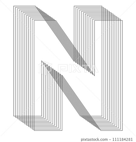 N Letter. 3D Geometric letter. Streetwear stile. N Letter. 3D Geometric letter. Streetwear stile. 111184281