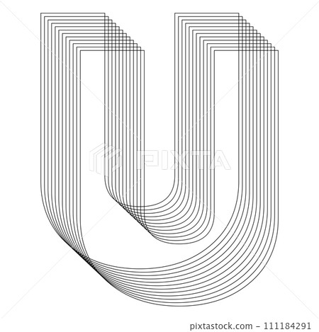 U Letter. 3D Geometric letter. Streetwear stile.  111184291