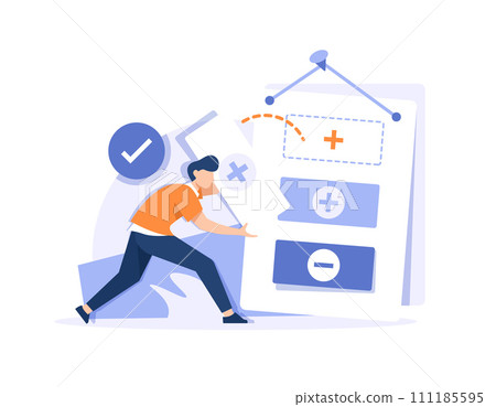 Month planning,to do list,time management,Plan fulfilled, task completed. Flat concept vector illustration 111185595