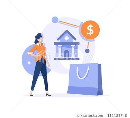banking operations, e-invoicing service,shopping online,flat design icon vector illustration banking operations, e-invoicing service,shopping online,flat design icon vector illustration 111185748