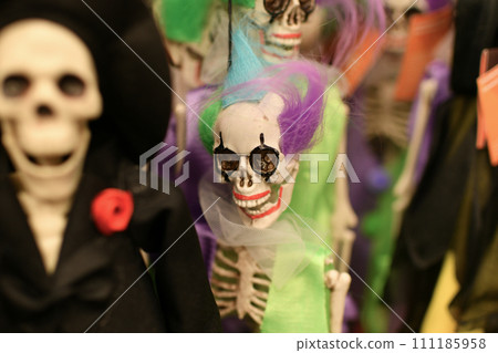 The skeletons in a shop Halloween Costume Store 111185958