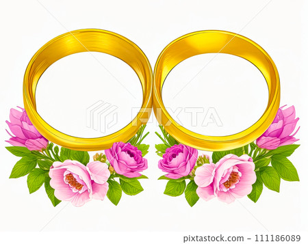 Wedding rings isolated on white background. Valentine's days, greetings cards congratulations Wedding rings isolated on white background. Valentine's days, greetings cards congratulations 111186089