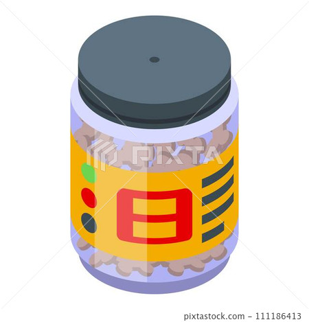 Food dog jar icon. Isometric of food dog jar vector icon for web design isolated on white background 111186413