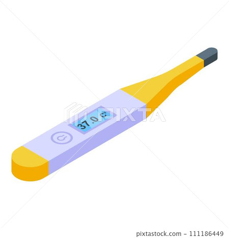 Lcd digital thermometer icon. Isometric of lcd digital thermometer vector icon for web design isolated on white background 111186449