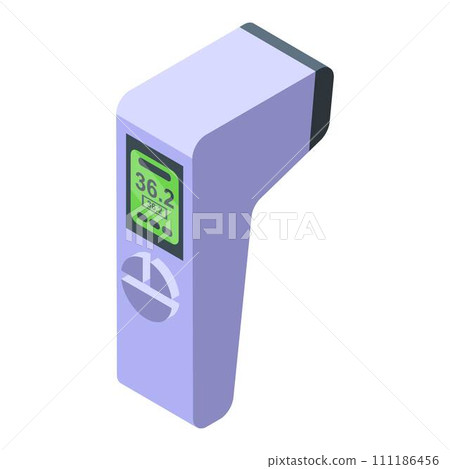 Pistol digital thermometer icon. Isometric of pistol digital thermometer vector icon for web design isolated on white background Pistol digital thermometer icon. Isometric of pistol digital thermometer vector icon for web design isolated on white background 111186456