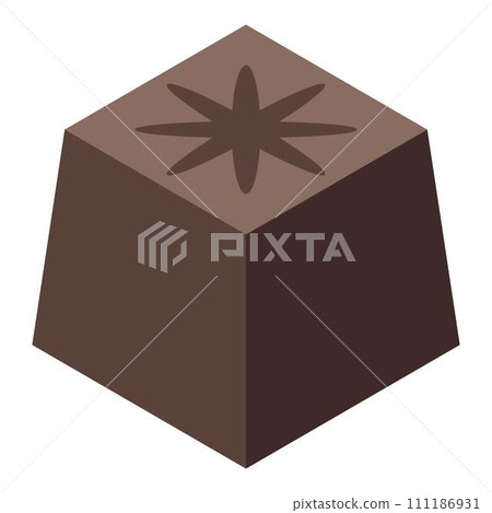 Black chocolate icon. Isometric of black chocolate vector icon for web design isolated on white background 111186931