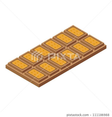 Chocolate bar icon. Isometric of chocolate bar vector icon for web design isolated on white background Chocolate bar icon. Isometric of chocolate bar vector icon for web design isolated on white background 111186988