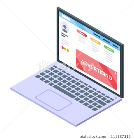 Monetization advertising icon. Isometric of monetization advertising vector icon for web design isolated on white background 111187311