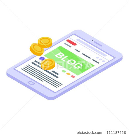Monetization blog icon. Isometric of monetization blog vector icon for web design isolated on white background 111187338