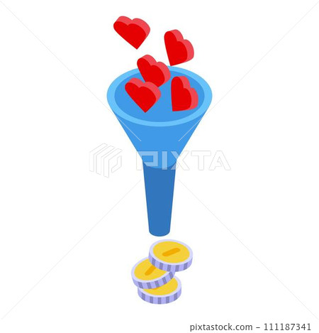 Monetization funnel icon. Isometric of monetization funnel vector icon for web design isolated on white background Monetization funnel icon. Isometric of monetization funnel vector icon for web design isolated on white background 111187341