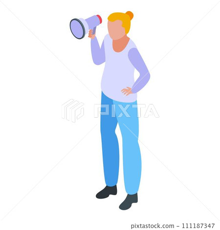 Monetization woman megaphone icon. Isometric of monetization woman megaphone vector icon for web design isolated on white background Monetization woman megaphone icon. Isometric of monetization woman megaphone vector icon for web design isolated on white background 111187347