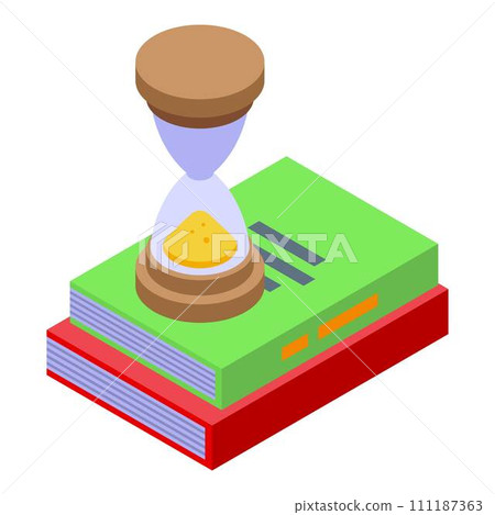 Hourglass assignment icon. Isometric of hourglass assignment vector icon for web design isolated on white background Hourglass assignment icon. Isometric of hourglass assignment vector icon for web design isolated on white background 111187363
