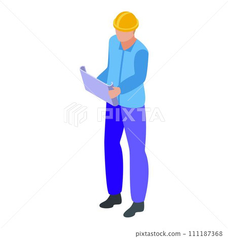 Architect assignment icon. Isometric of architect assignment vector icon for web design isolated on white background Architect assignment icon. Isometric of architect assignment vector icon for web design isolated on white background 111187368