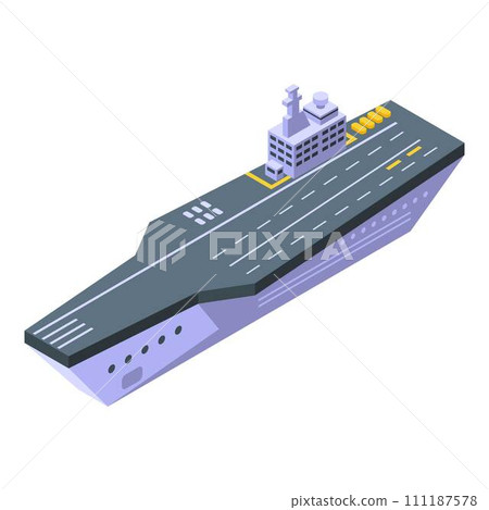 Combat aircraft carrier icon. Isometric of combat aircraft carrier vector icon for web design isolated on white background Combat aircraft carrier icon. Isometric of combat aircraft carrier vector icon for web design isolated on white background 111187578