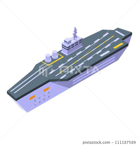 Helicopter aircraft carrier icon. Isometric of helicopter aircraft carrier vector icon for web design isolated on white background Helicopter aircraft carrier icon. Isometric of helicopter aircraft carrier vector icon for web design isolated on white background 111187589