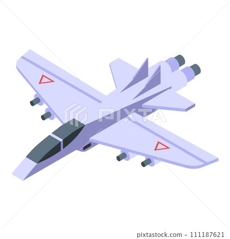 Aircraft carrier army fighter icon. Isometric of aircraft carrier army fighter vector icon for web design isolated on white background 111187621