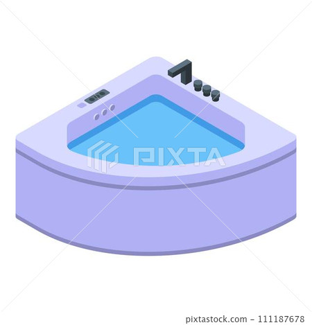Corner bathtub icon. Isometric of corner bathtub vector icon for web design isolated on white background 111187678