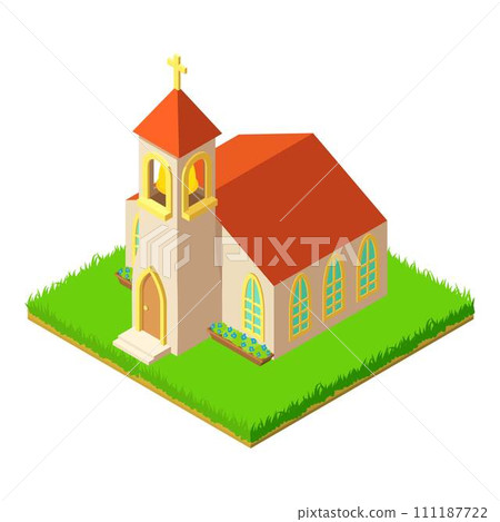 Old church icon. Isometric illustration of old church vector icon for web Old church icon. Isometric illustration of old church vector icon for web 111187722