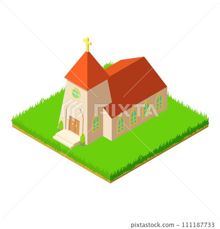 Medieval church icon. Isometric illustration of medieval church vector icon for web 111187733