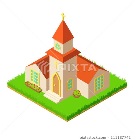 Small church icon. Isometric illustration of small church vector icon for web 111187741
