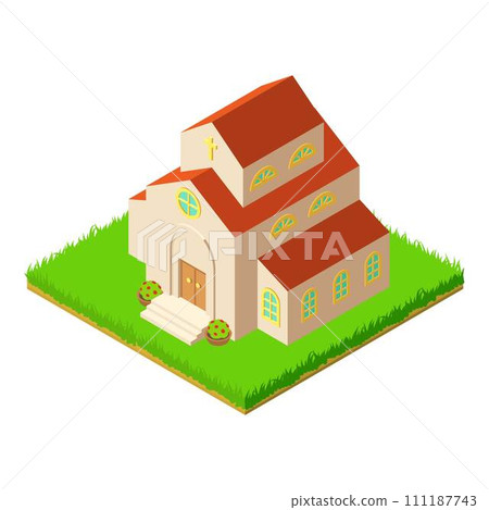 Big church icon. Isometric illustration of big church vector icon for web 111187743