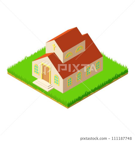 Wedding church icon. Isometric illustration of wedding church vector icon for web 111187748