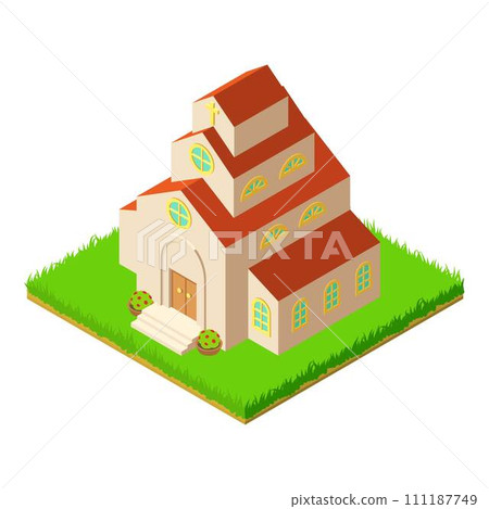 Tall church icon. Isometric illustration of tall church vector icon for web 111187749