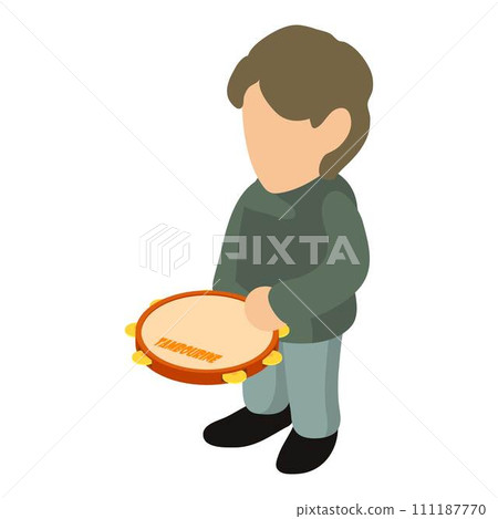 Tambourine player icon. Isometric illustration of tambourine player vector icon for web Tambourine player icon. Isometric illustration of tambourine player vector icon for web 111187770