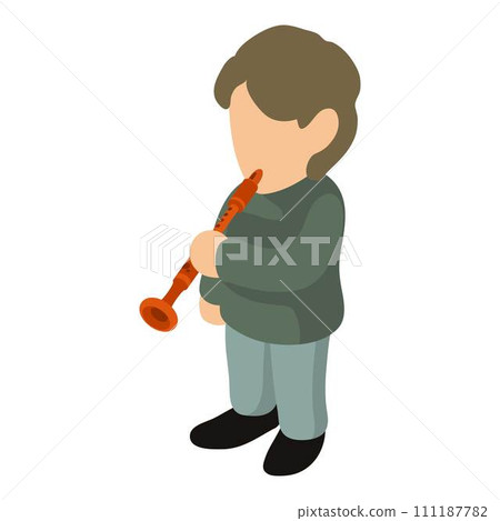 Clarinet player icon. Isometric illustration of clarinet player vector icon for web 111187782