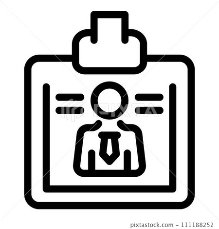 Worker badge icon. Outline worker badge vector icon for web design isolated on white background Worker badge icon. Outline worker badge vector icon for web design isolated on white background 111188252