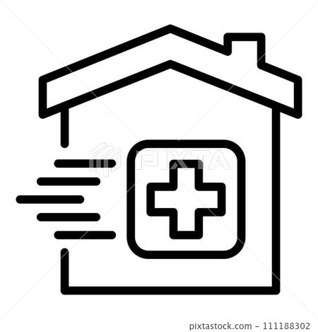 House delivery drugs icon. Outline house delivery drugs vector icon for web design isolated on white background 111188302