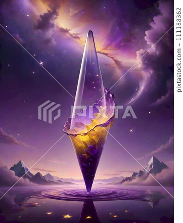 Glass Cone in Dreamy Abstract Space 111188362