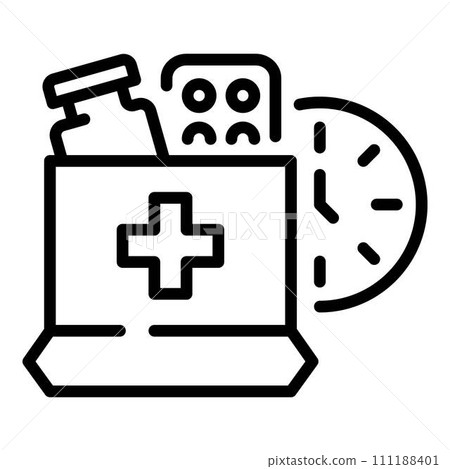 Drugs time icon. Outline drugs time vector icon for web design isolated on white background Drugs time icon. Outline drugs time vector icon for web design isolated on white background 111188401