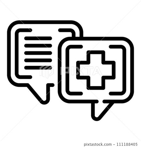 Pharm chat icon. Outline pharm chat vector icon for web design isolated on white background Pharm chat icon. Outline pharm chat vector icon for web design isolated on white background 111188405