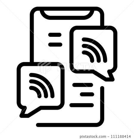 Wireless chatting icon. Outline wireless chatting vector icon for web design isolated on white background Wireless chatting icon. Outline wireless chatting vector icon for web design isolated on white background 111188414