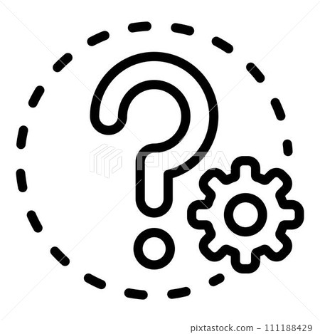 Setting question icon. Outline setting question vector icon for web design isolated on white background Setting question icon. Outline setting question vector icon for web design isolated on white background 111188429