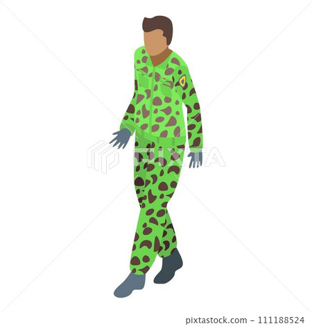 Military uniform green camo icon. Isometric of military uniform green camo vector icon for web design isolated on white background 111188524