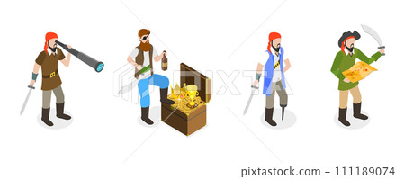 3D Isometric Flat Set of Marine Pirates 3D Isometric Flat Set of Marine Pirates 111189074