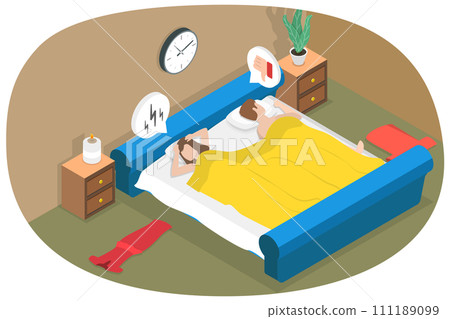 3D Isometric Flat  Conceptual Illustration of Sexual Dysfunction 111189099