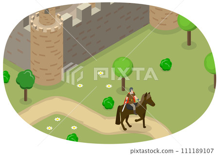 3D Isometric Flat Conceptual Illustration of Medieval Knight 3D Isometric Flat Conceptual Illustration of Medieval Knight 111189107